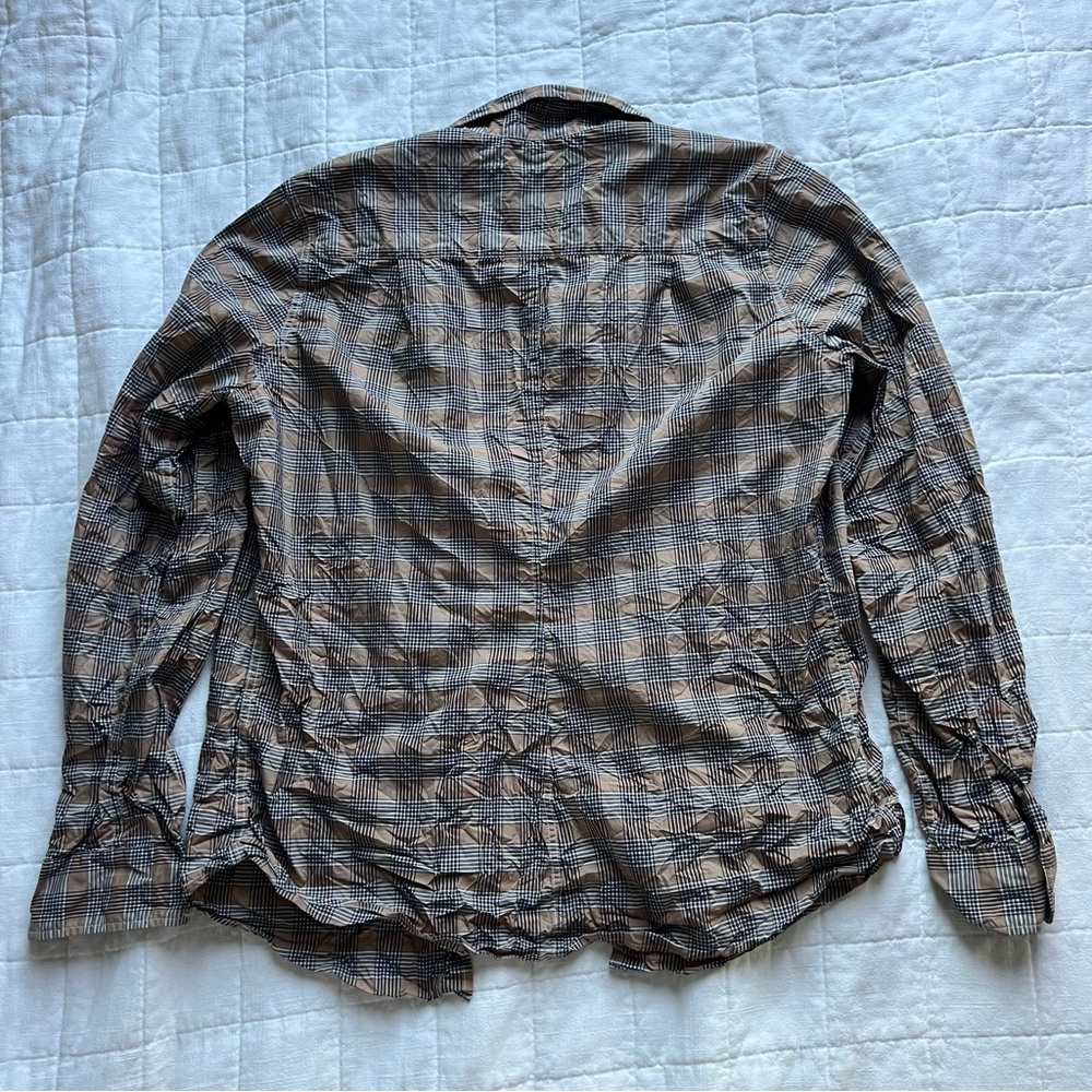 Frank & Eileen Brown Plaid Crinkle Button Down Shirt - Picture 3 of 7